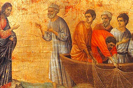 Ukazanie sie nad Jez.Tyberiadzkim, Duccio Di Buoninsegna, Siena 1311r.