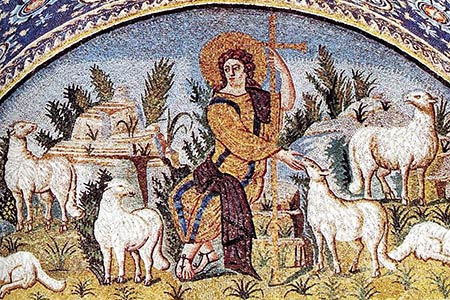 Jezus Dobry Pasterz, mozaika, Rawenna , Włochy, V w. - Polska parafia w Londynie