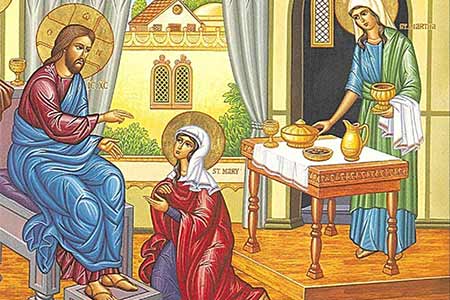 Jezus w gościnie u Marty i Marii, ikona współczesna - Polska parafia w Londynie