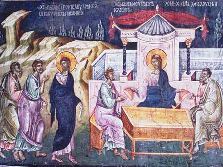 Uczniowie z Emaus, Monaster Gračanica, Serbia, fresk XIV w. - Polska Parafia w Londynie