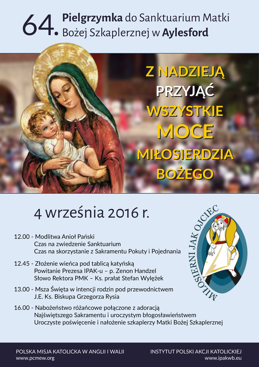 Pielgrzymka do Aylesford - Wrzesień 2016 - Plakat